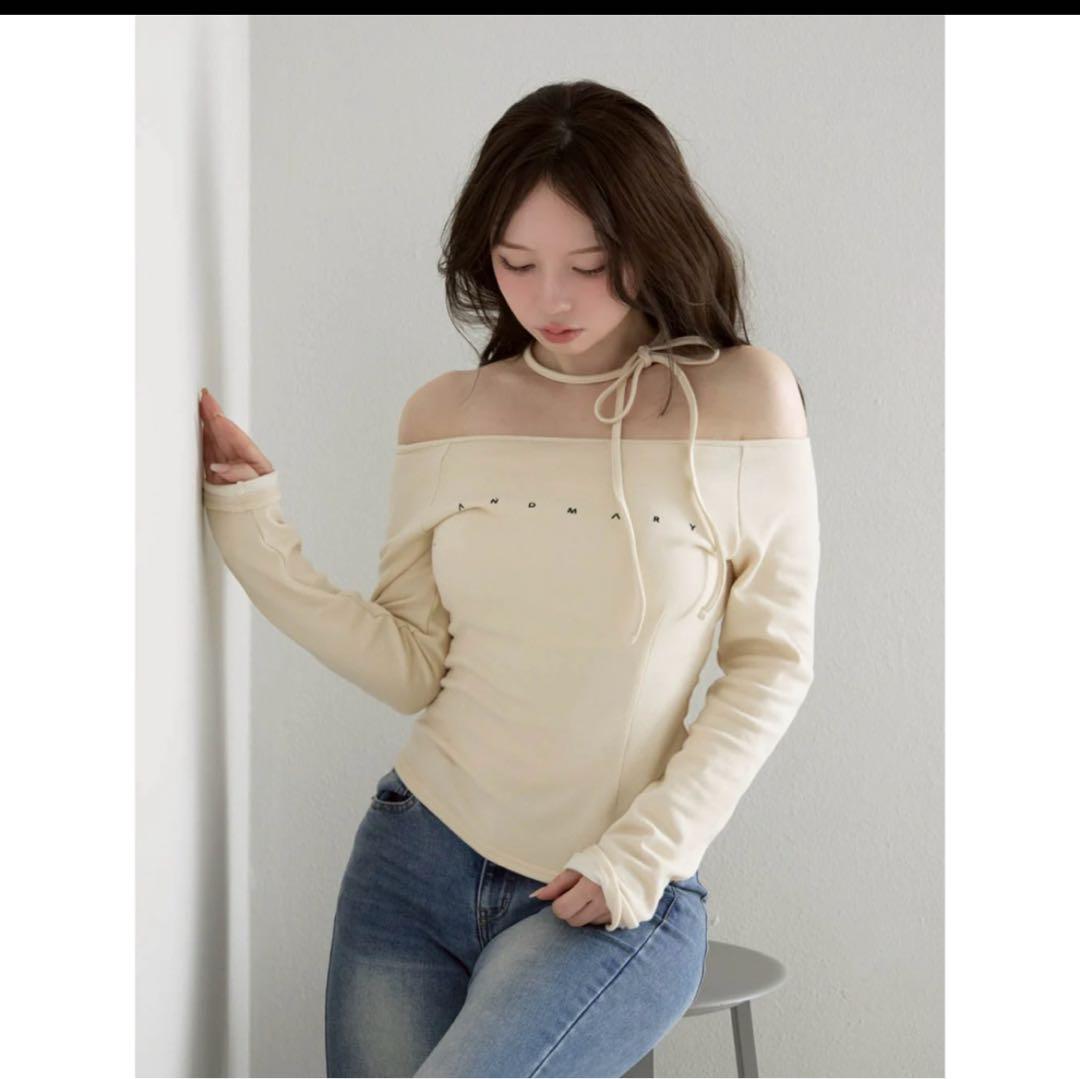 トップス Maru logo choker tops andmary