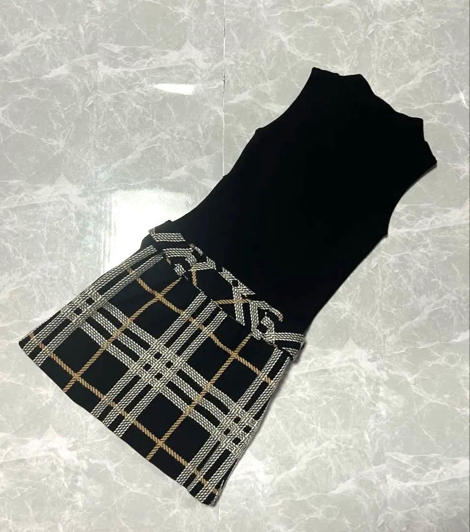 BURBERRY BLUELABEL ニットドッキングワンピース 38