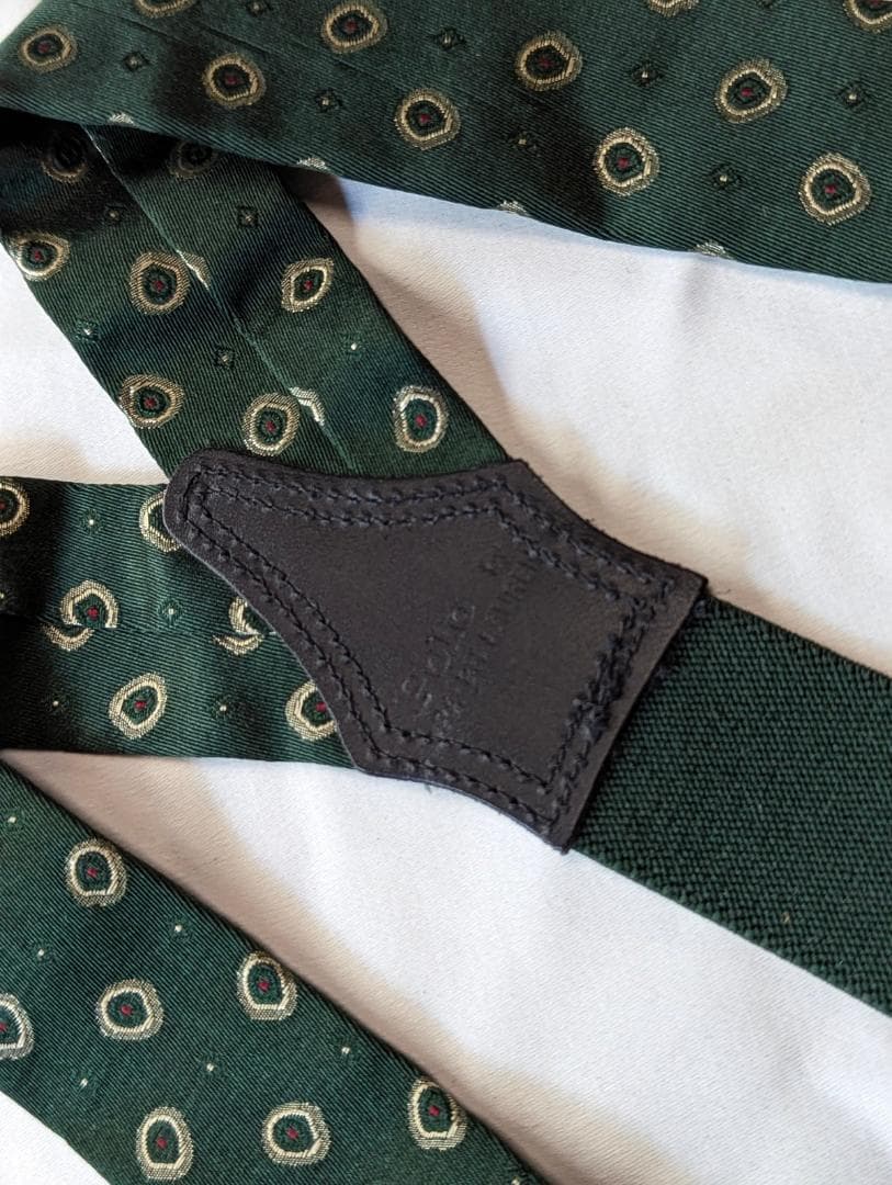 ポロラルフローレン ヴィンテージ アメリカ製シルクサスペンダー グリーン