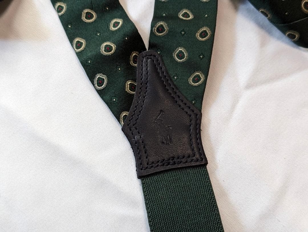 ポロラルフローレン ヴィンテージ アメリカ製シルクサスペンダー グリーン