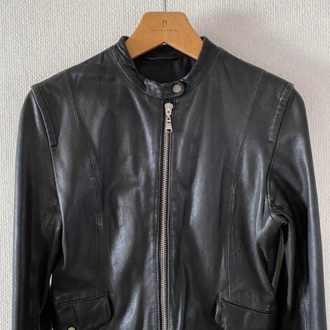 GUILD PRIME ラムレザー シングルライダースジャケット 羊革 ラブレス