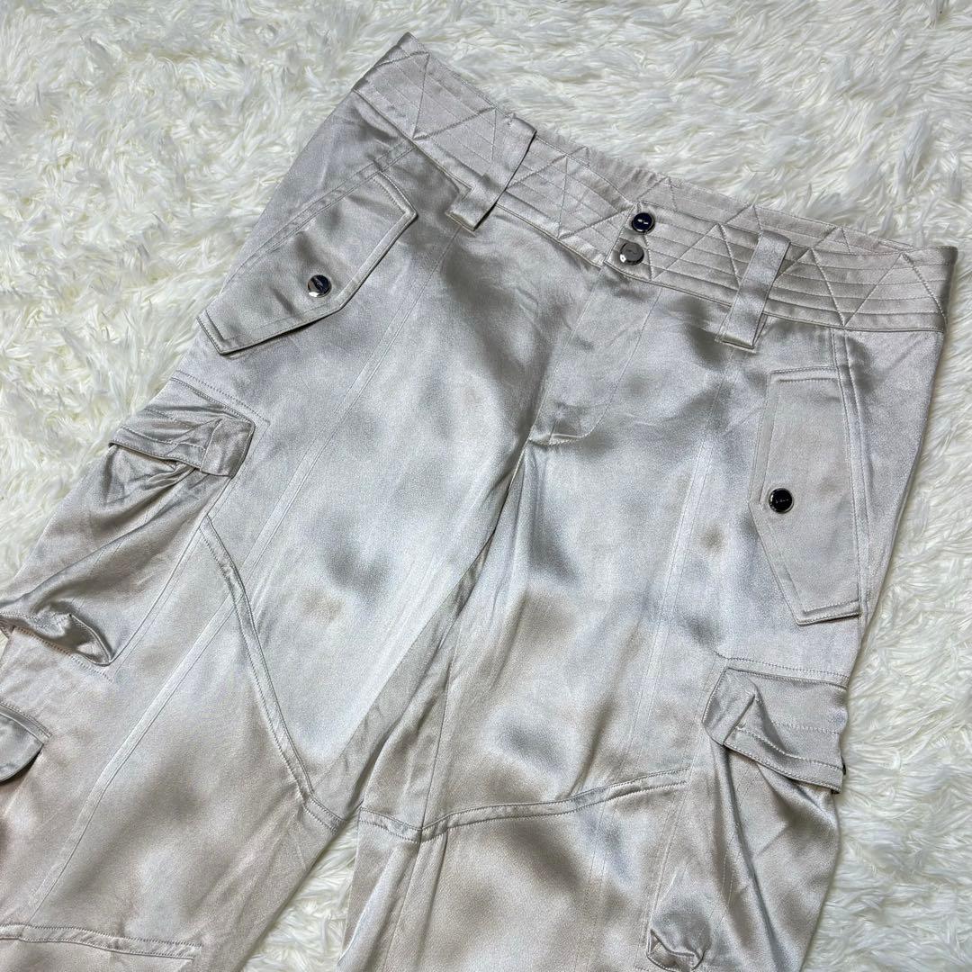 超希少 ラルフローレン ブラックレーベル シルク 絹　カーゴパンツ シルバー