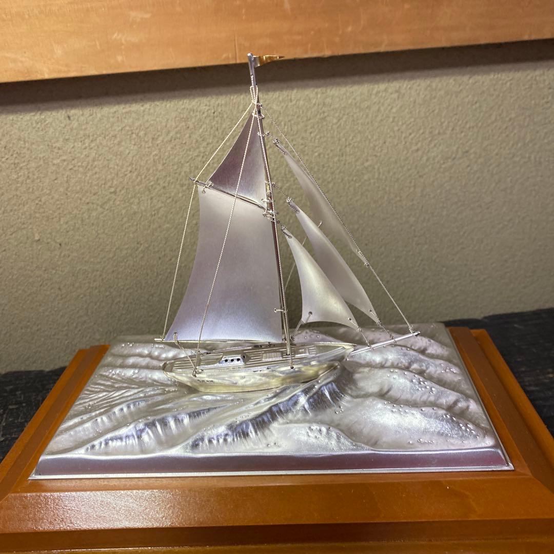 銀製　ヨット置物25cm24.5cm