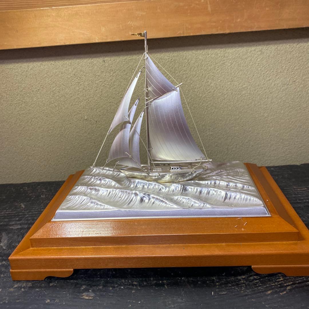 銀製　ヨット置物25cm24.5cm