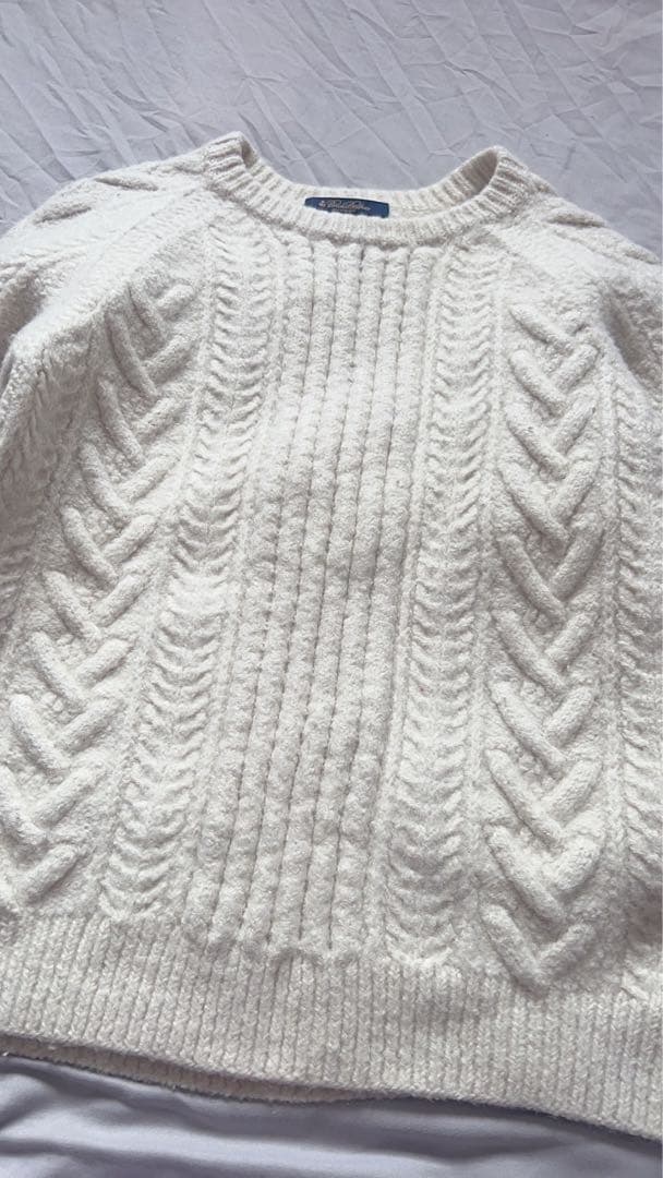 Brooks Brothers ケーブルニットセーター M ホワイト　アンゴラ
