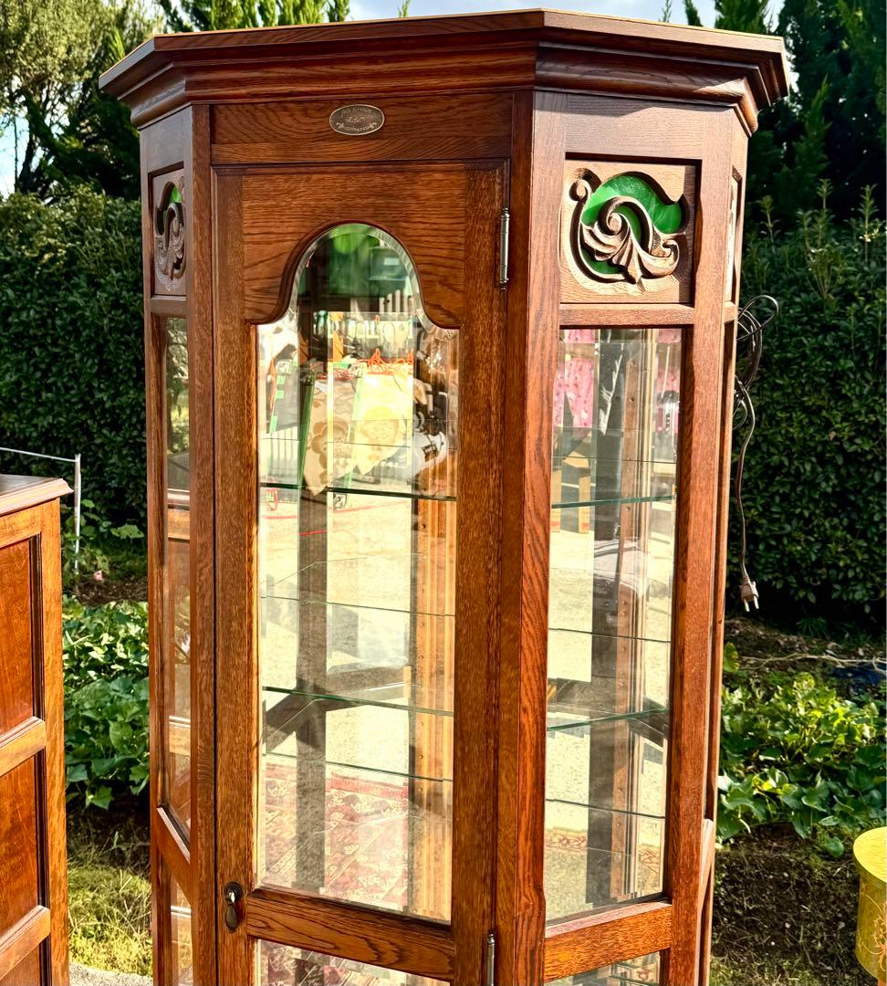 北海道えぞ民芸家具 GRACE80 キュリオケース 38万円 照明付キャビネット