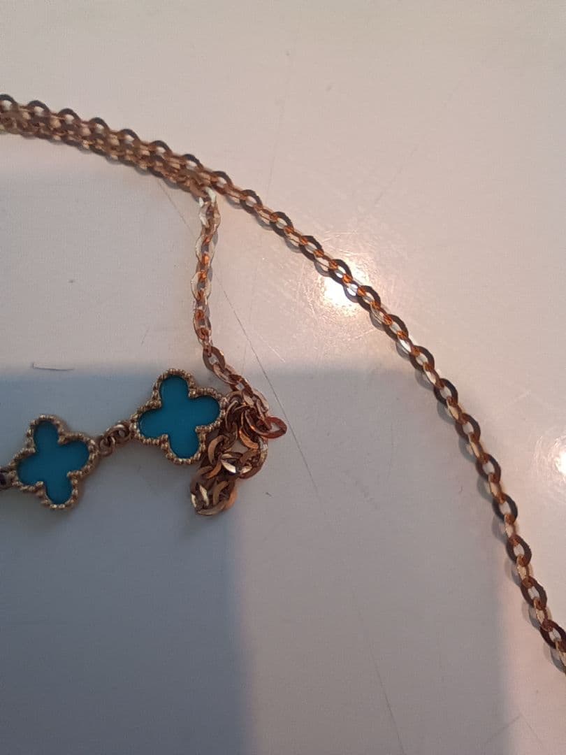 K14ターコイズブルー クローバーネックレス
