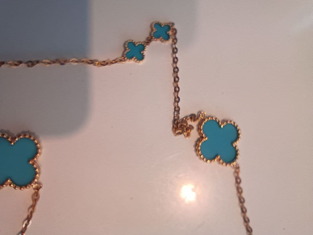K14ターコイズブルー クローバーネックレス