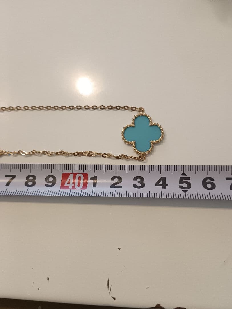 K14ターコイズブルー クローバーネックレス