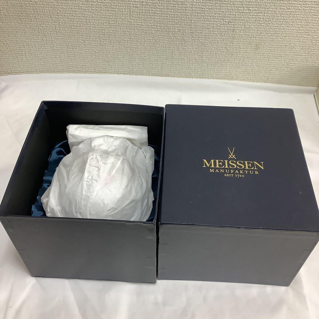 7789⑥MEISSEN バラ装飾 花瓶　波の戯れ