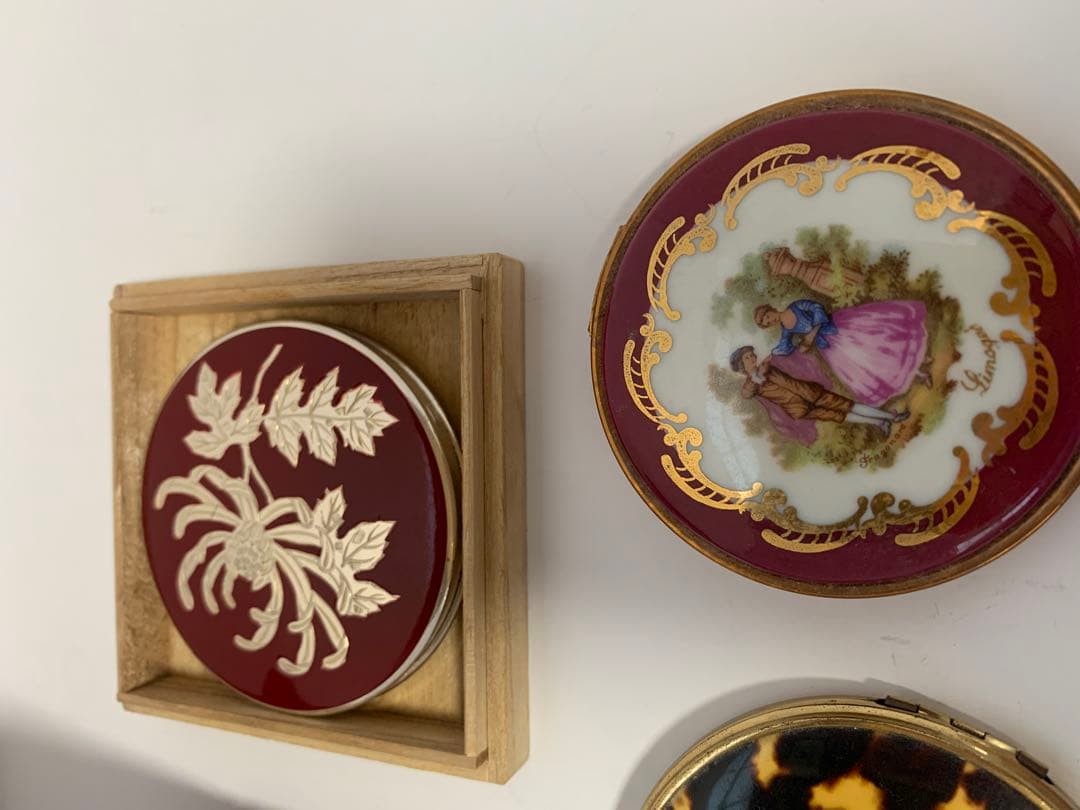 鼈甲　銀製　金彩　ミラー　鏡　ミニコン　小物入れ　まとめ　アンティーク　送料込み