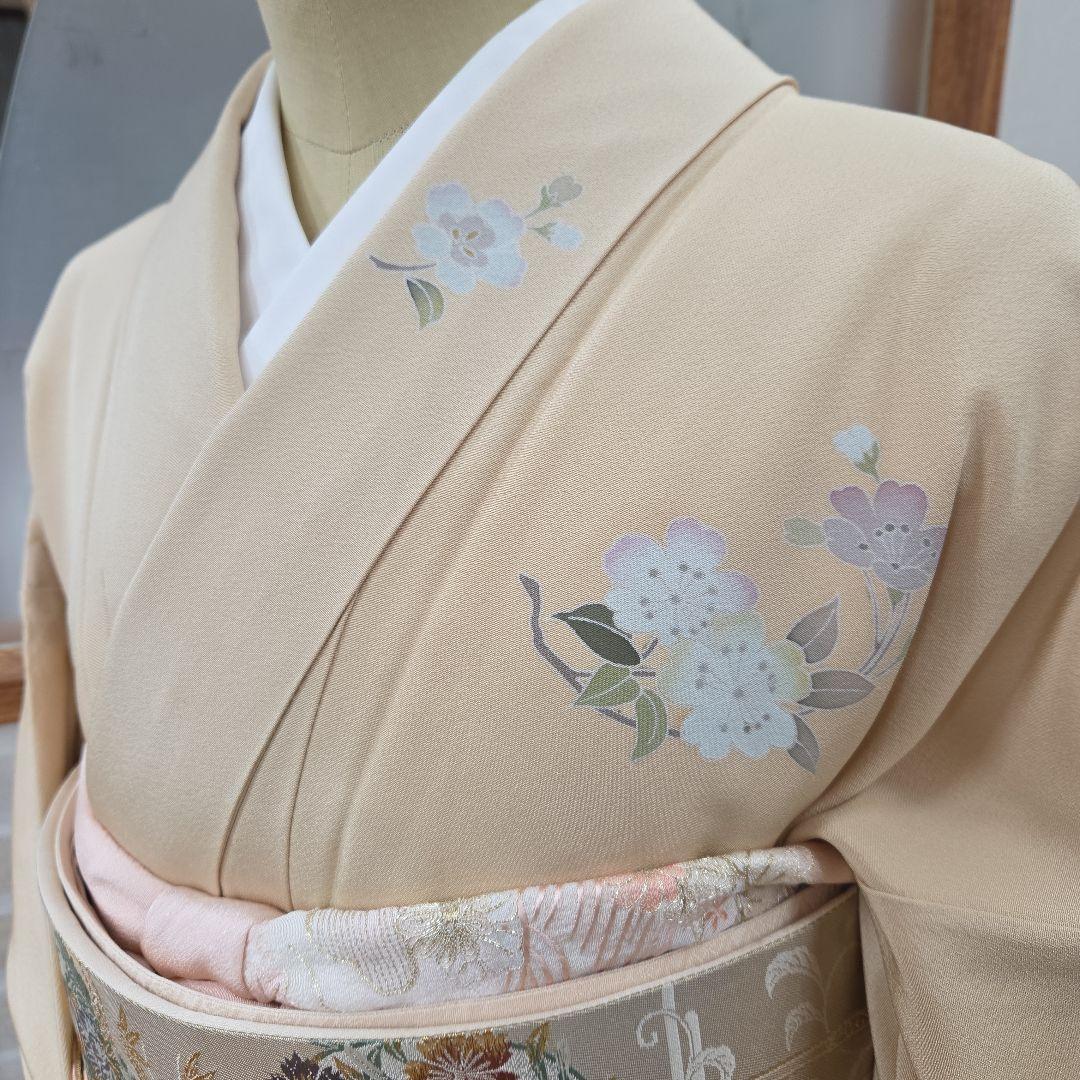 訪問着 4点フルセット、着物、袋帯、帯締め、帯揚げ ゆき丈長め69