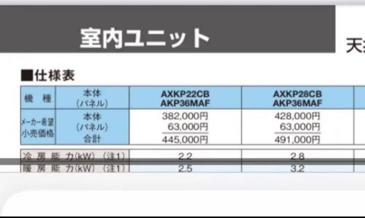 エアコン　業務用　AXKP22cb