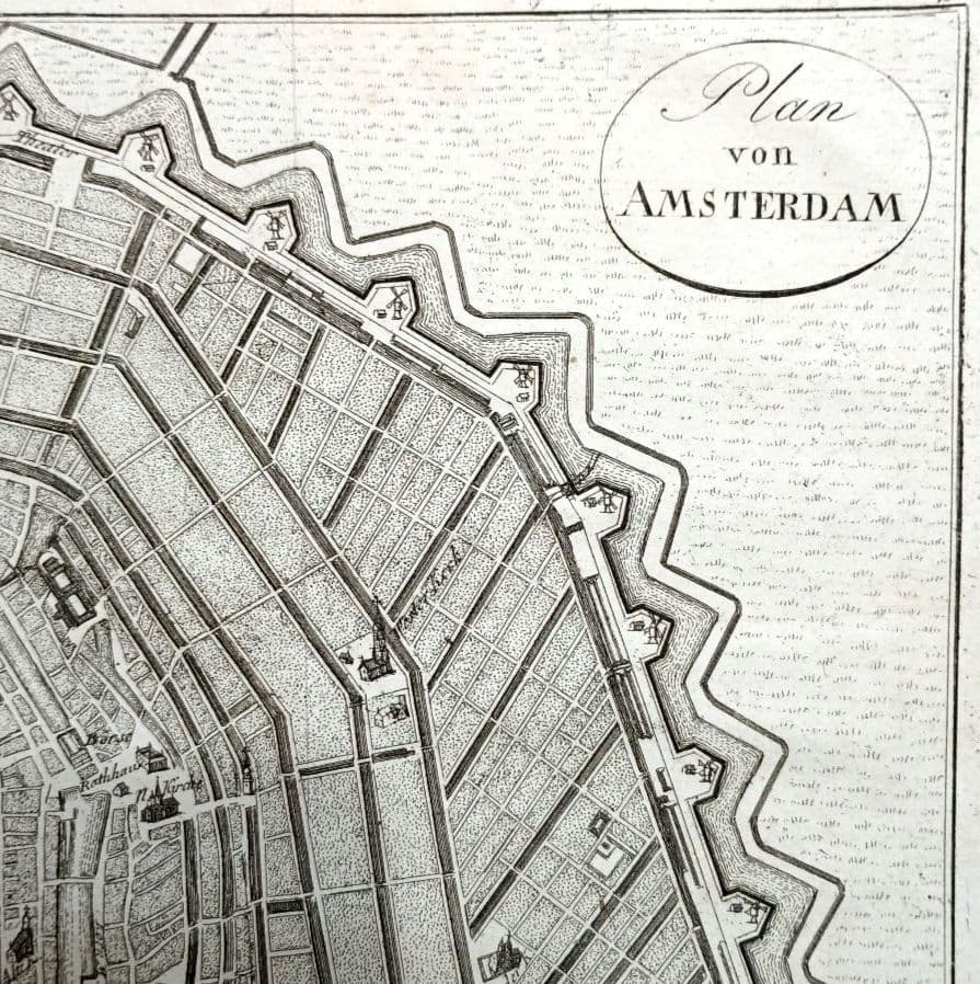 額装品　西洋古地図　1800年頃　アムステルダム都市図