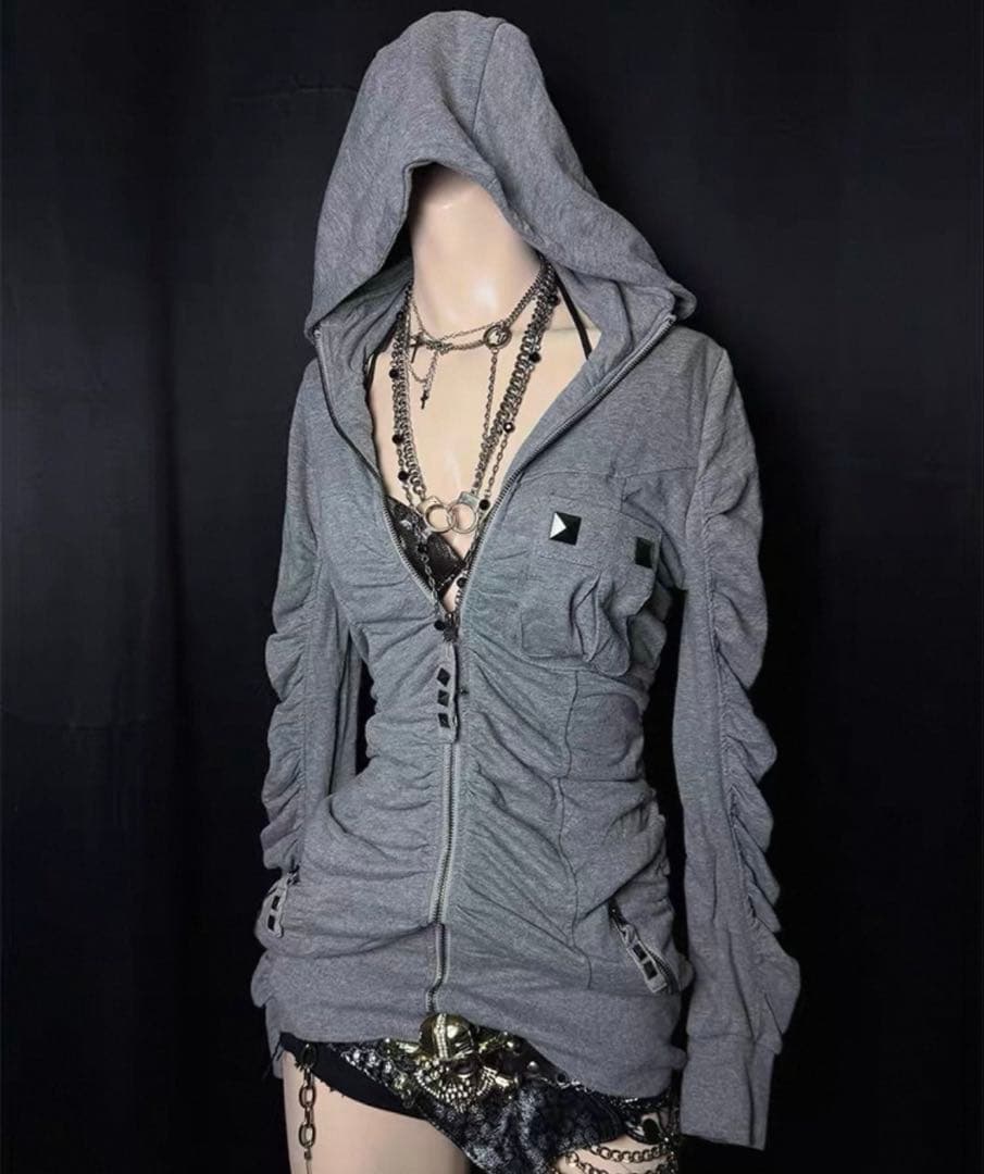 さな Y2K グランジ ジップパーカー