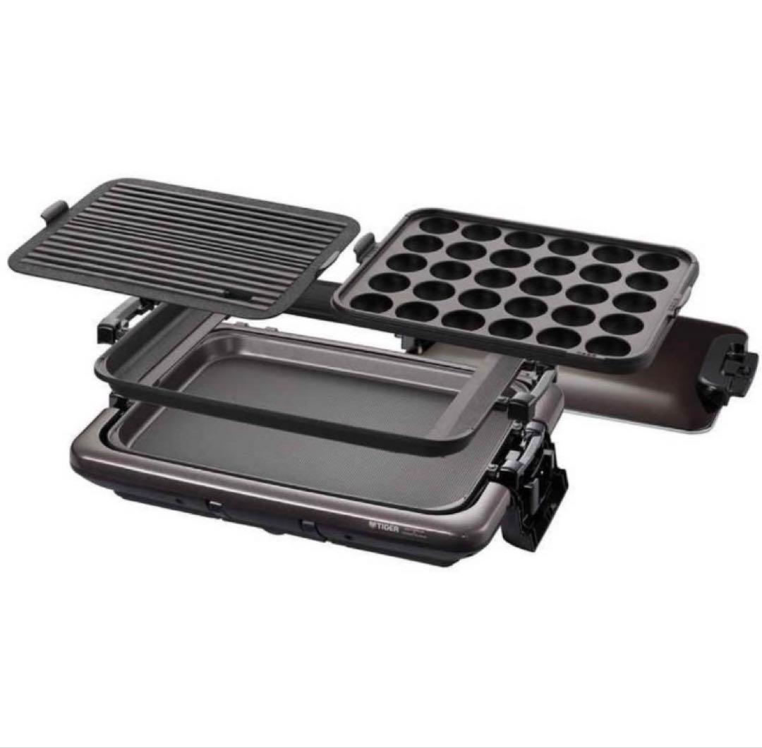 美品 タイガー 多機能ホットプレートブラウン プレート3枚 CRV-G301T