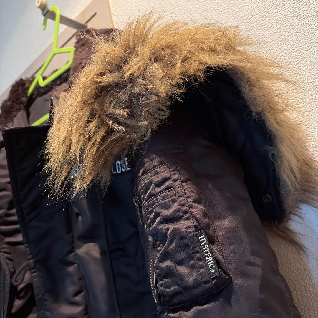 ヒステリックグラマー　プリマロフトダウンファーコート　ブラック