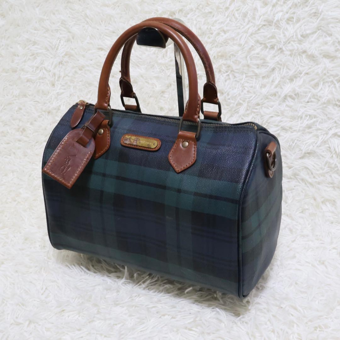 ポロラルフローレン　ボストンバッグ　チェック柄