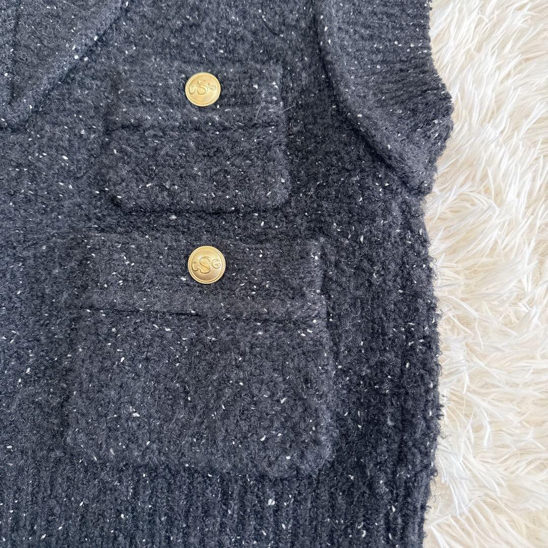 美品 curensology　ツイーディヤーンニットベスト　黒　カレンソロジー