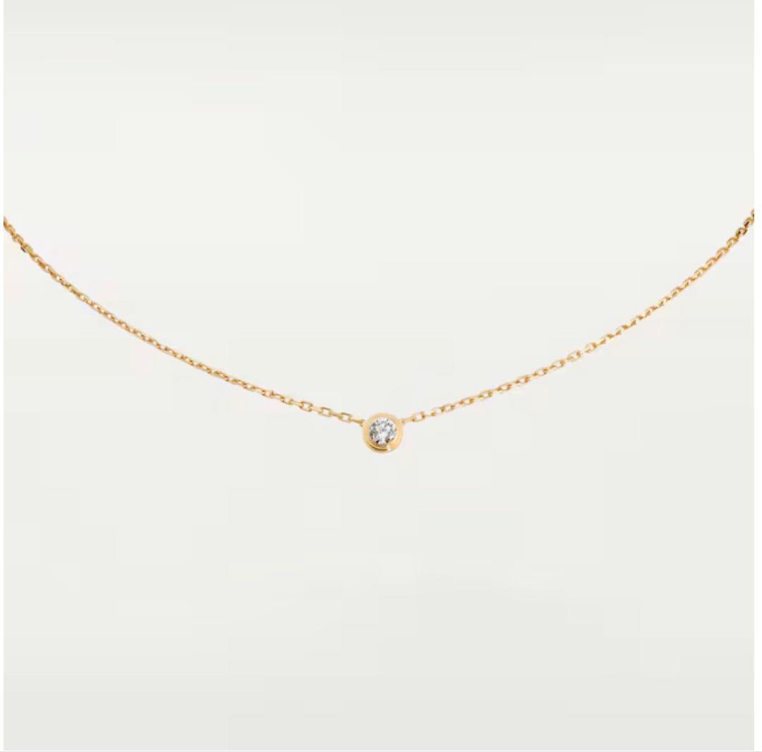 カルティエ ダムール ネックレス、ラージモデル イエローゴールド、ダイヤモンド