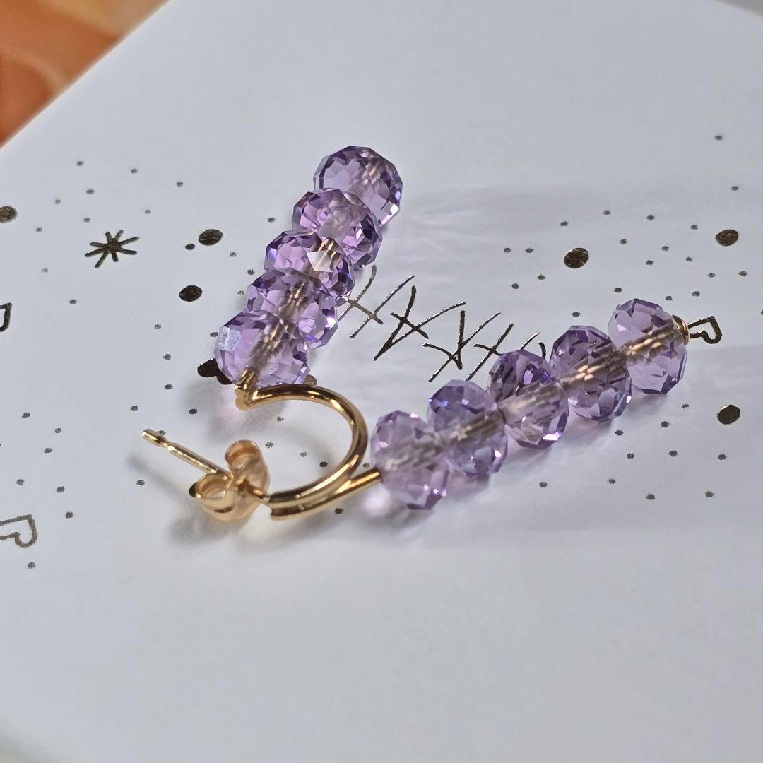 アーカー　18K アメジスト スプリングシークイン ピアス 最強の出会い運