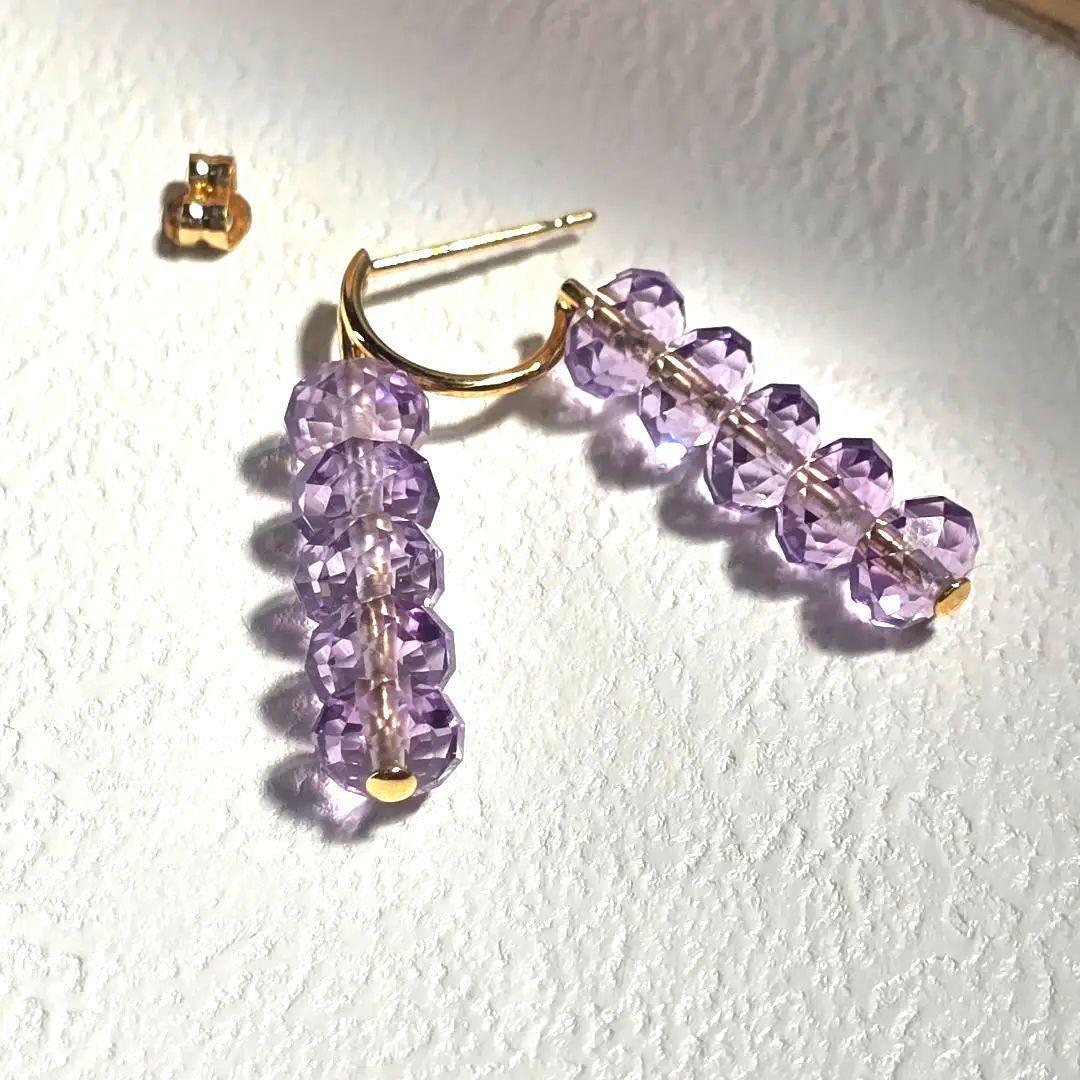 アーカー　18K アメジスト スプリングシークイン ピアス 最強の出会い運