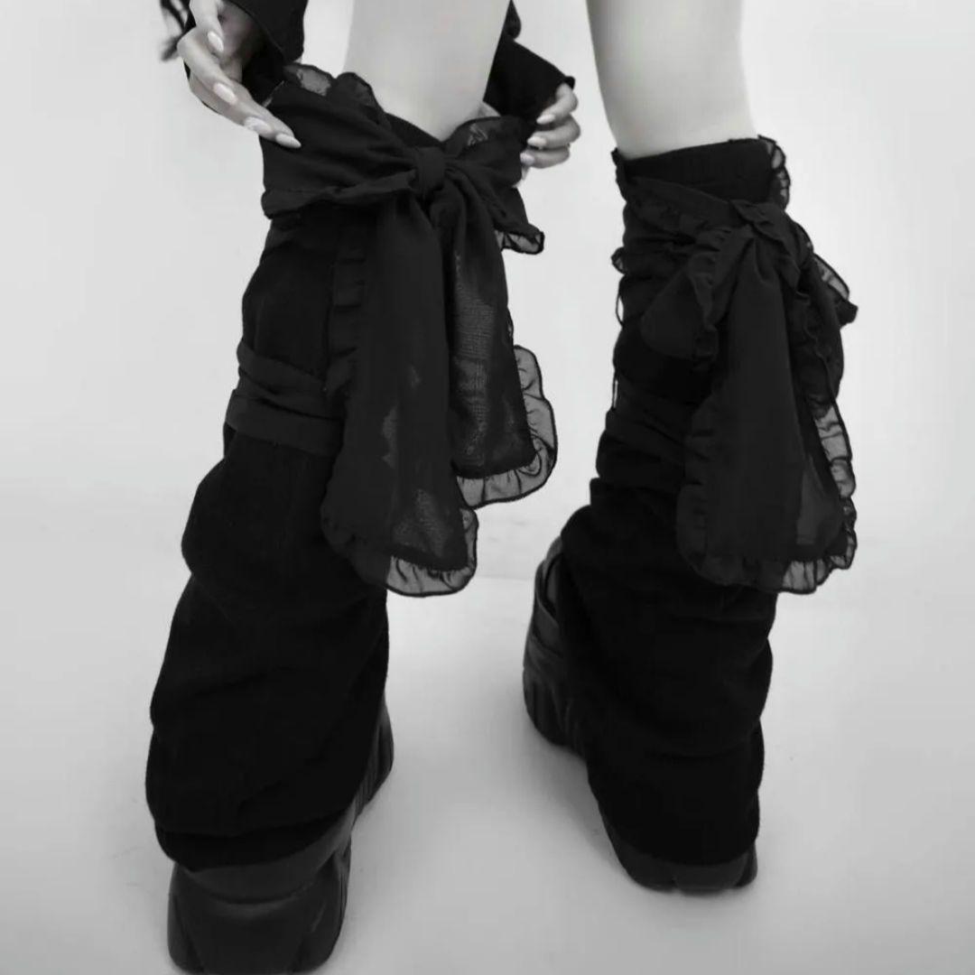 正規品 dimmoire ディムモアール ニットxシアーレッグウォーマー