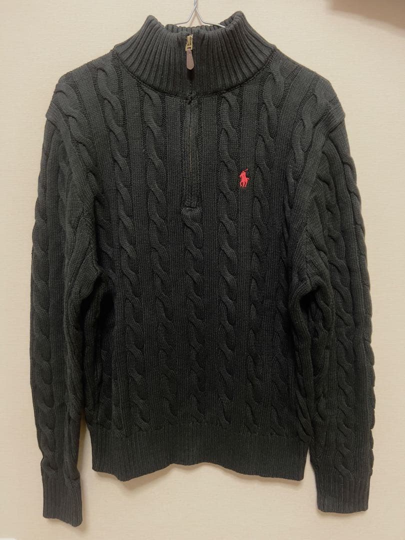 POLO ラルフローレン ハーフジップ ニット ブラック XL