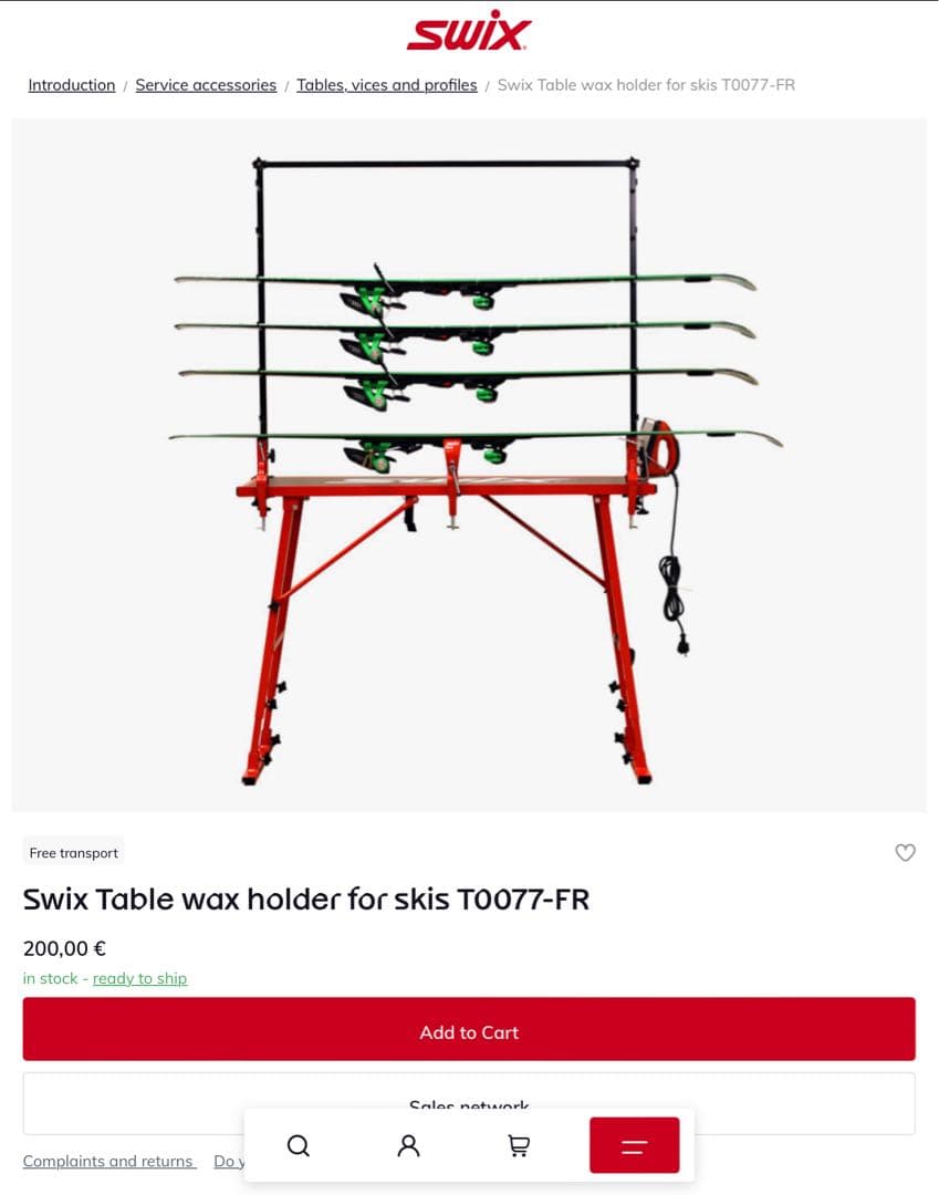 【入手困難】TOKO チューンナップテーブル用スキーラック　swix vola