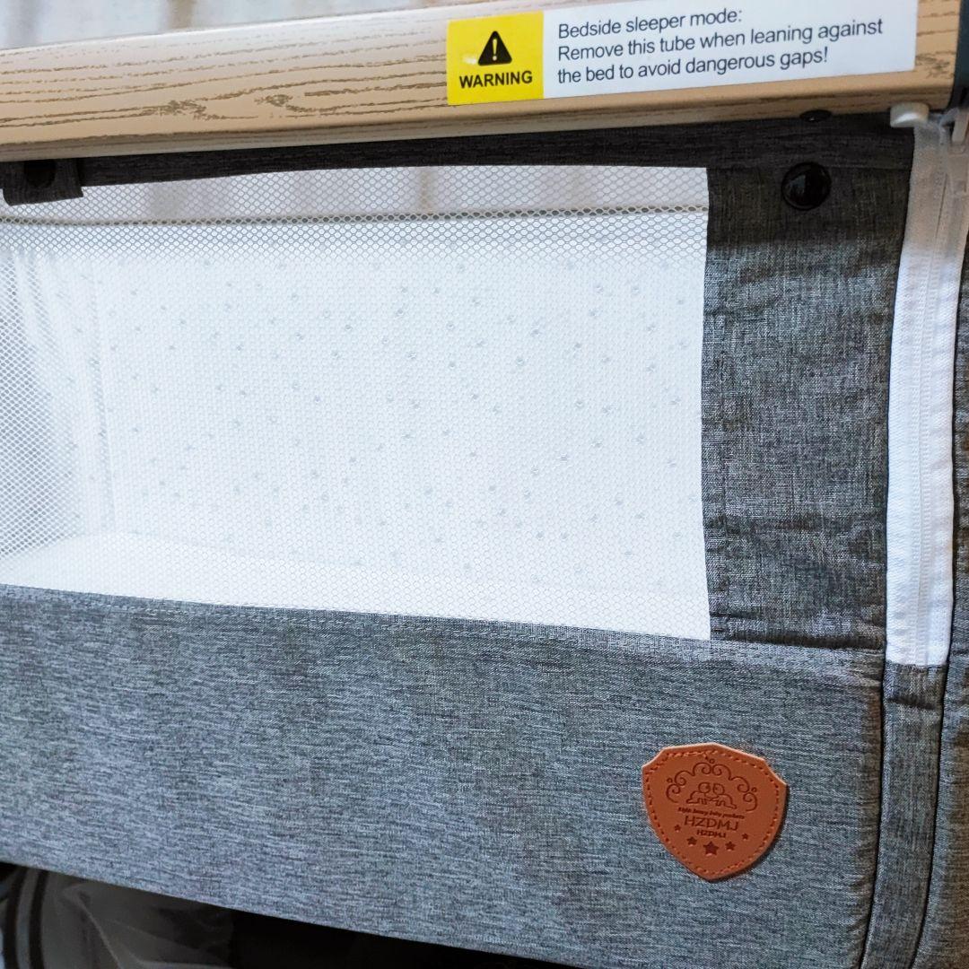 グレーの星柄ベビーベッド hzdmj　美品