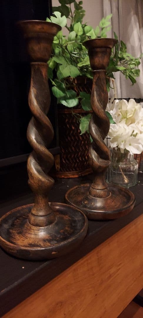 イギリス製ツイストデザインキャンドルホルダー2個セット