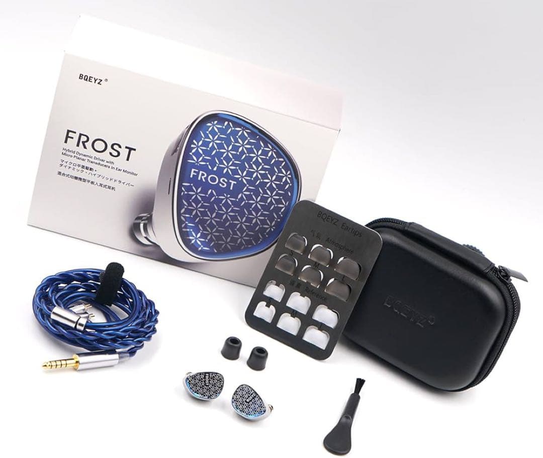 BQEYZ Frost 有線イヤホン マイクロ平面駆動 4.4m ブルー