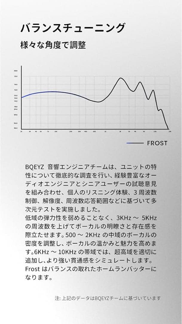 BQEYZ Frost 有線イヤホン マイクロ平面駆動 4.4m ブルー