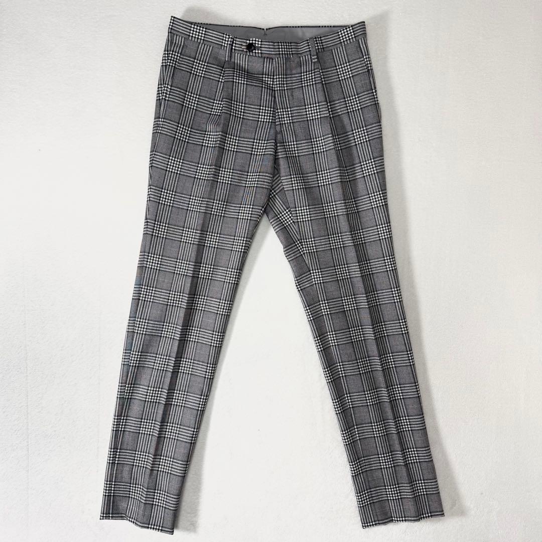 美品 スーツセレクト スリーピース セットアップ グレンチェック グレー A5