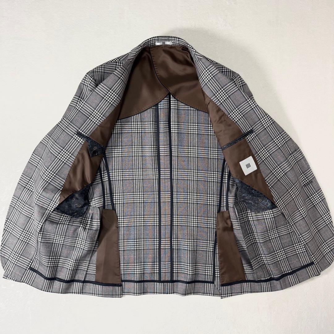 美品 スーツセレクト スリーピース セットアップ グレンチェック グレー A5