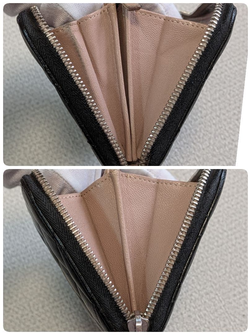 シャネル　マトラッセ　ラウンドファスナー長財布　ラムスキン　黒　メンテナンス済