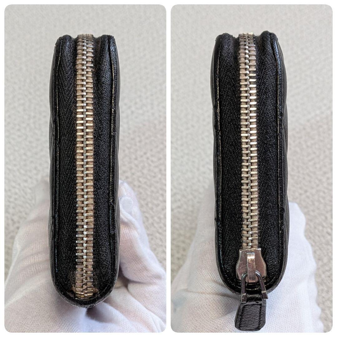 シャネル　マトラッセ　ラウンドファスナー長財布　ラムスキン　黒　メンテナンス済