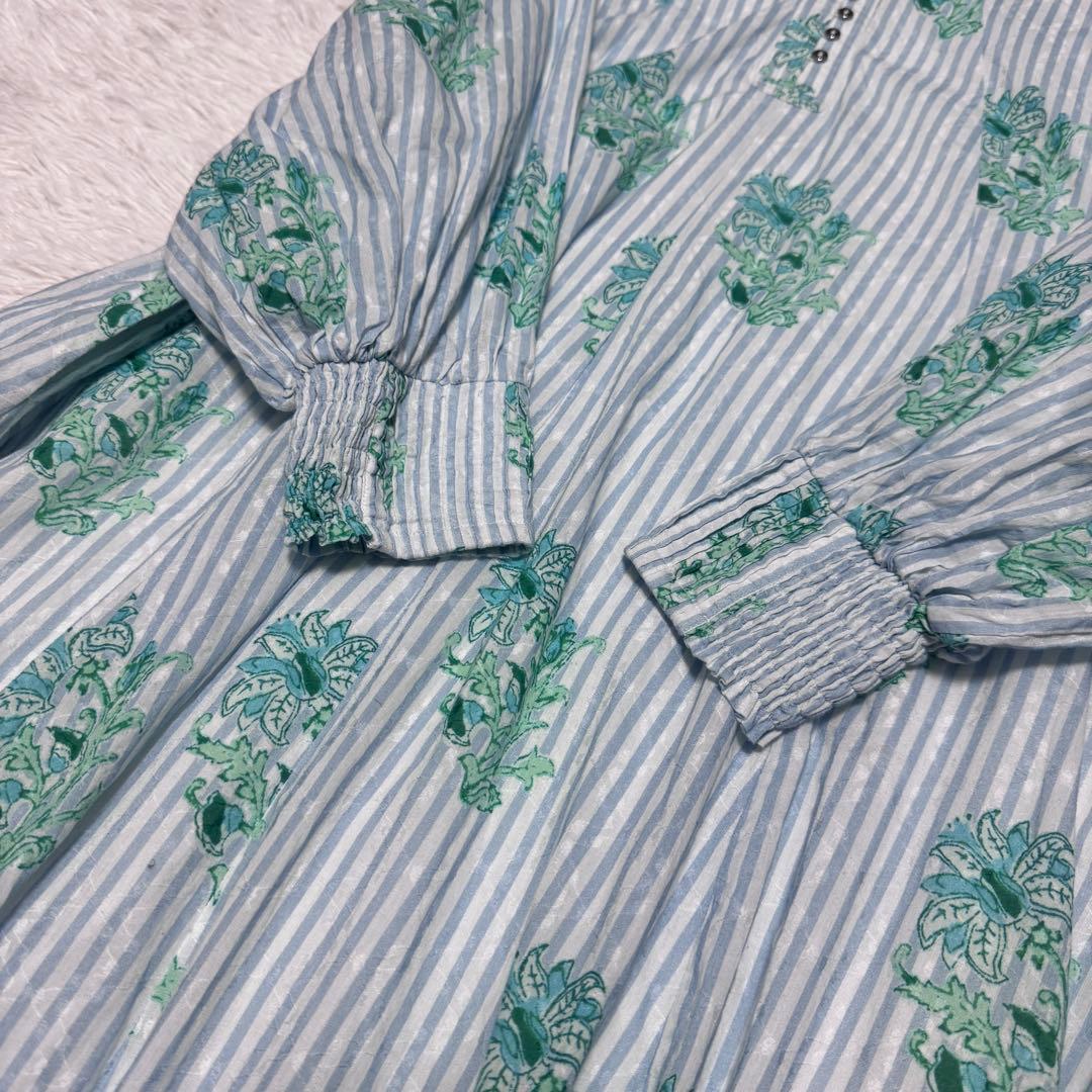 完売品 ヌキテパ コットン ジャカード リリー プリント フレア ドレス