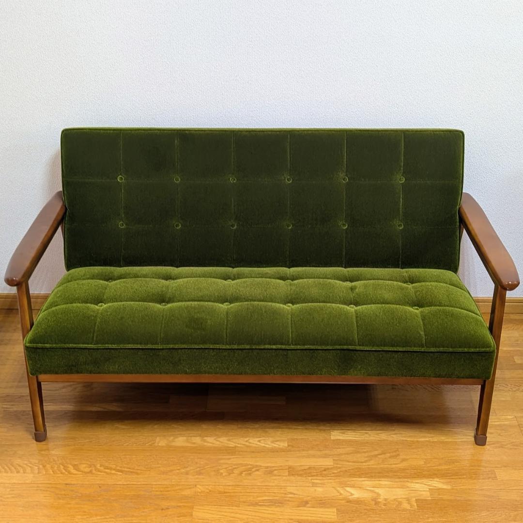 カリモク60 Kチェア モケットグリーン 2人掛けソファ