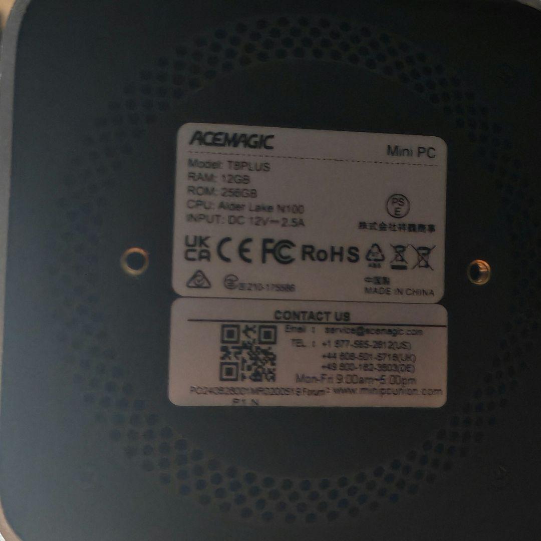 正常品 ACEMAGIC T8PLUS Intel N100 12GB ミニPC