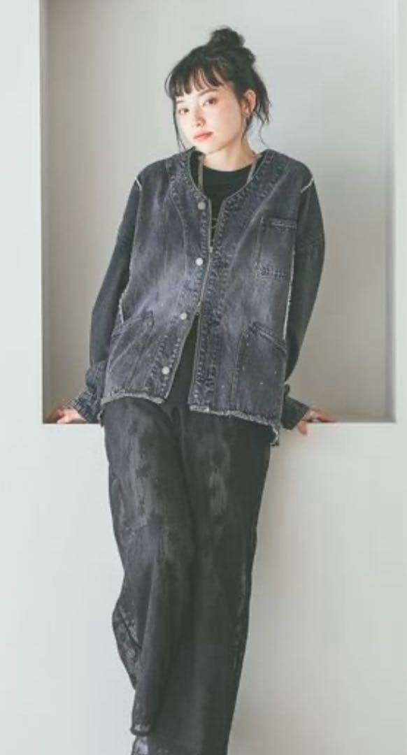 ニコアンド ［NKJ 2026SS］エンジニアリメイクデニムジャケット　ブラック