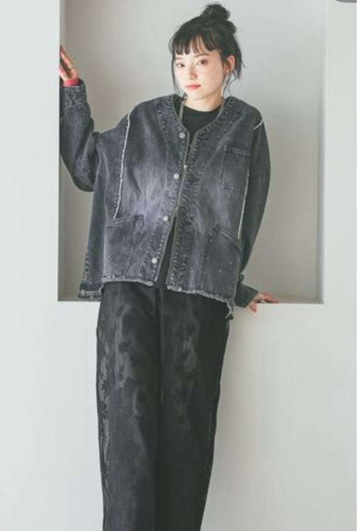 ニコアンド ［NKJ 2026SS］エンジニアリメイクデニムジャケット　ブラック