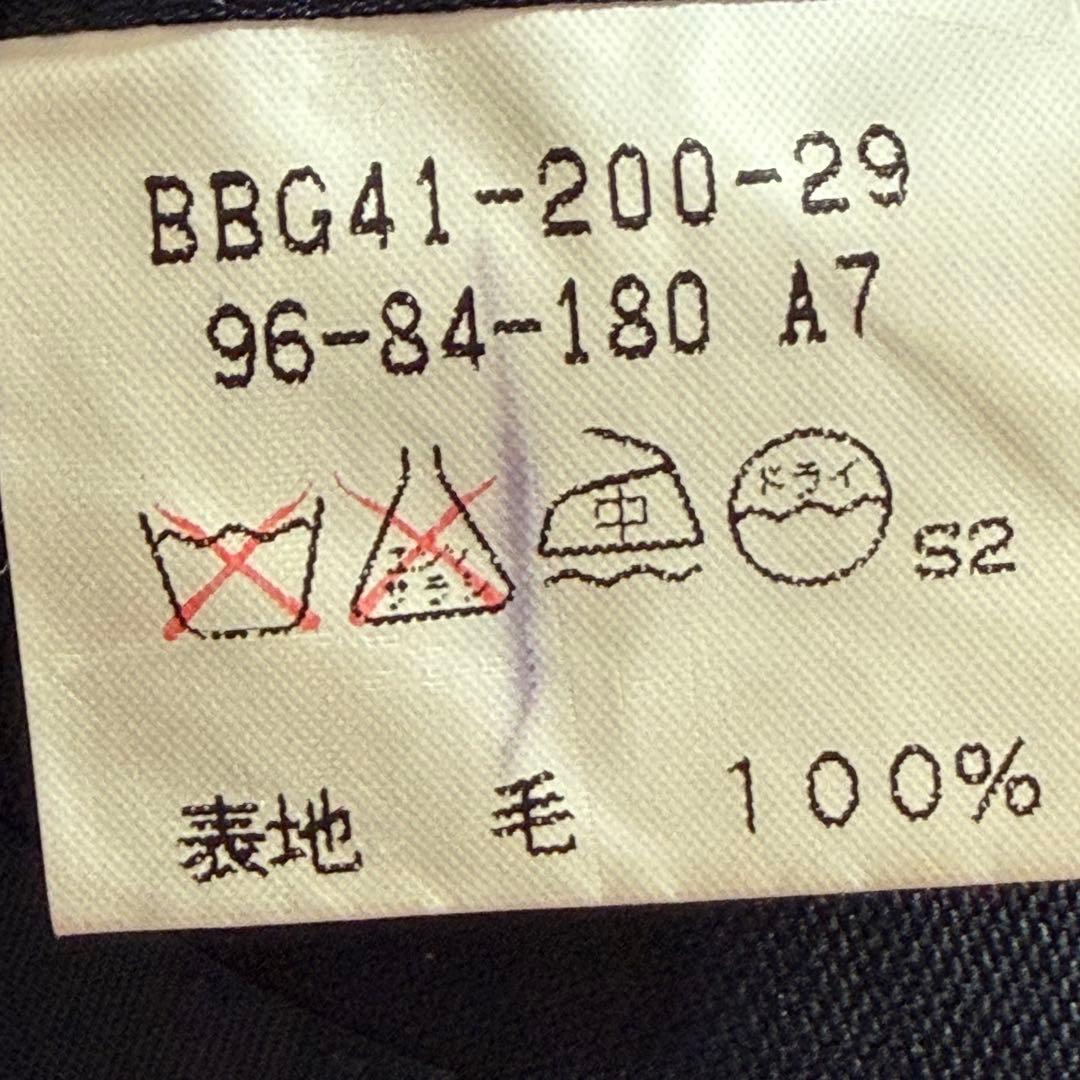 バーバリー 紺ブレ 刻印金ボタン ネイビー ダブル 裏地シャドーホース LL