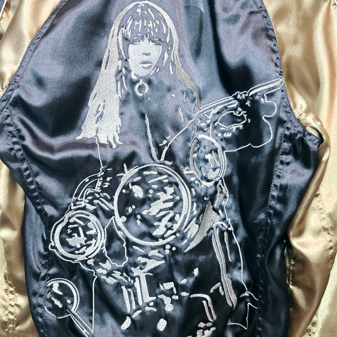 HYSTERIC GLAMOUR ヒスガール スカジャン バイクガール 黒×金