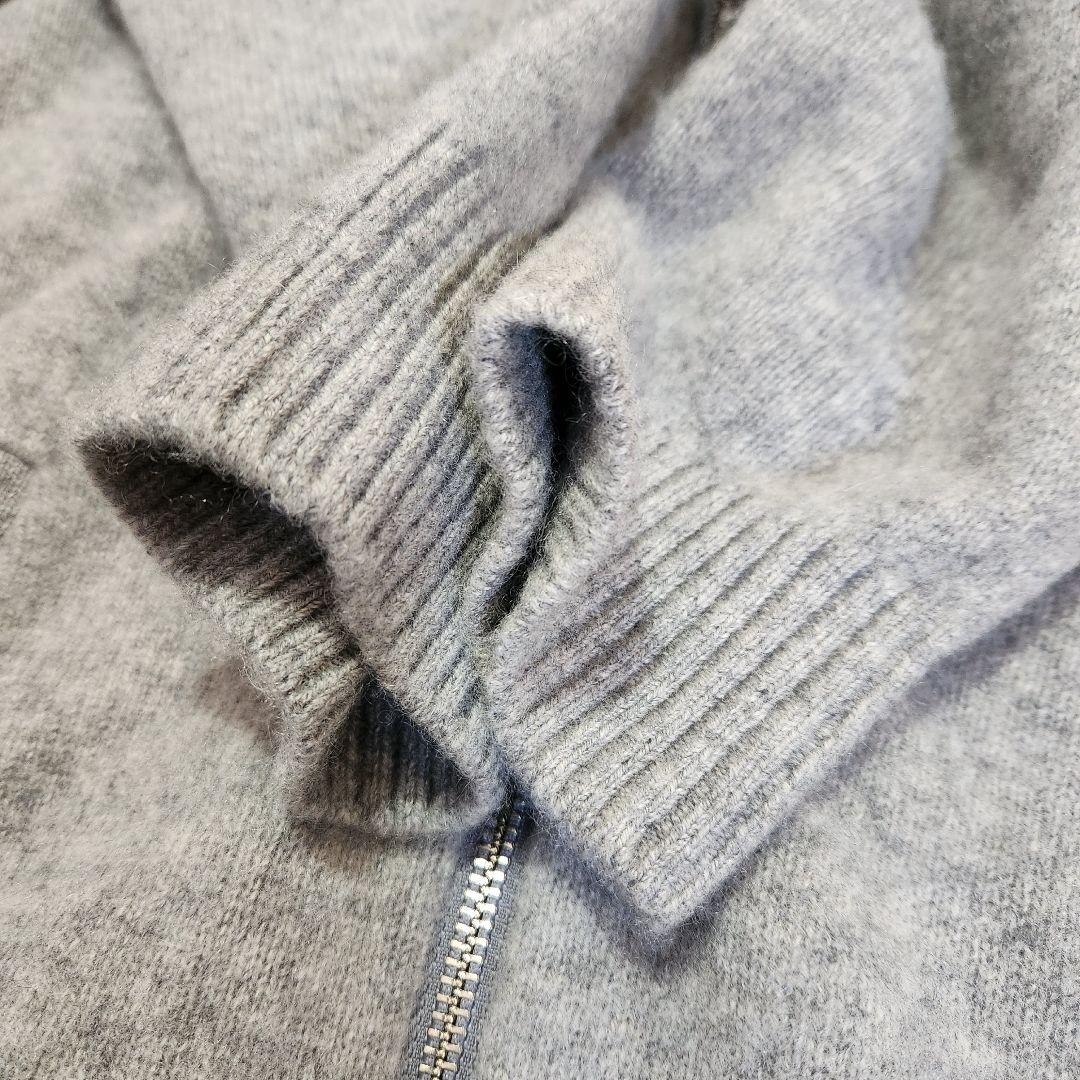 美品◆GIM ジム ニット ハイゲージ パーカー ダブルジップ カシミヤ L