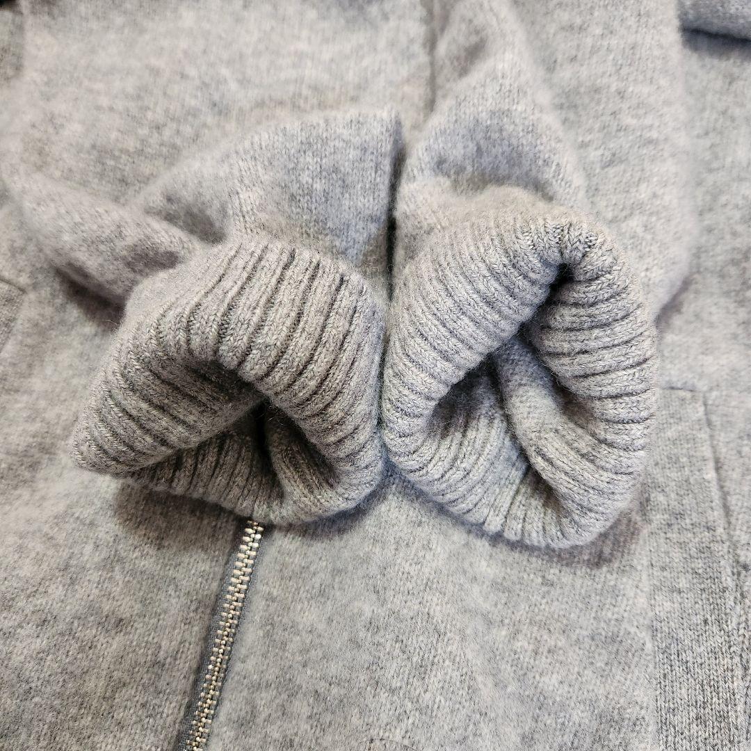 美品◆GIM ジム ニット ハイゲージ パーカー ダブルジップ カシミヤ L