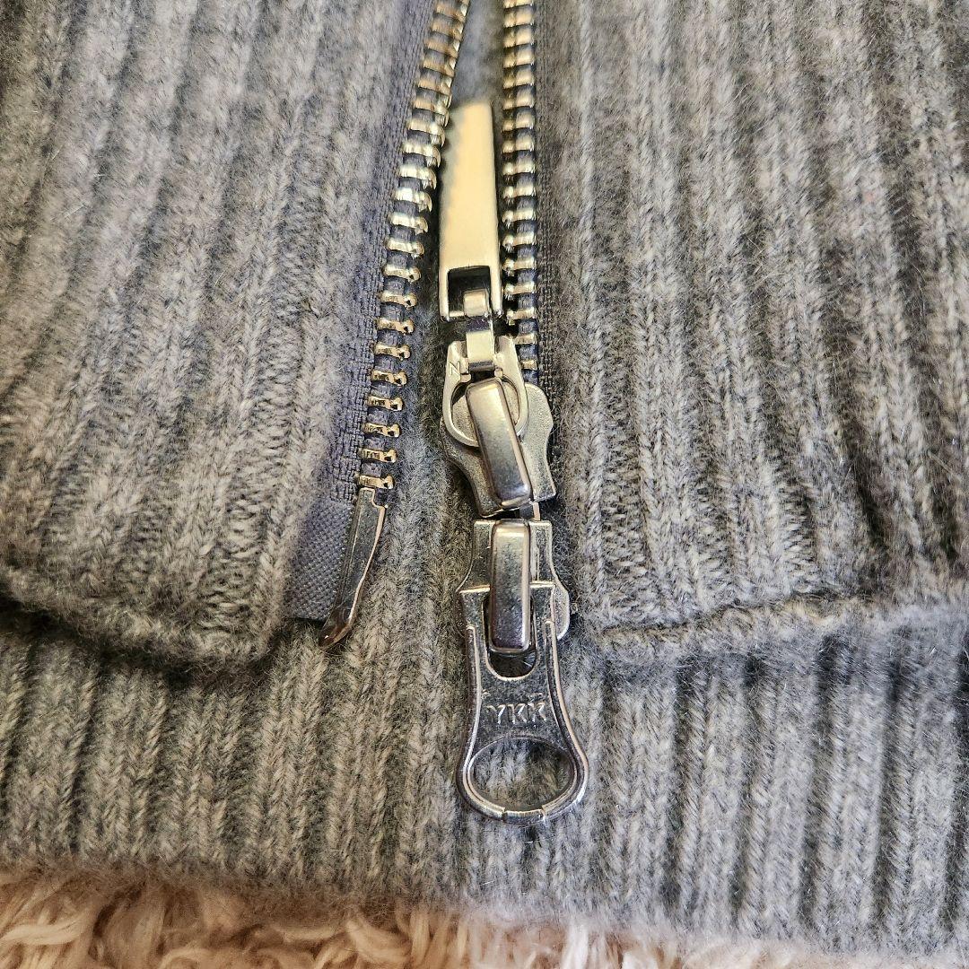 美品◆GIM ジム ニット ハイゲージ パーカー ダブルジップ カシミヤ L