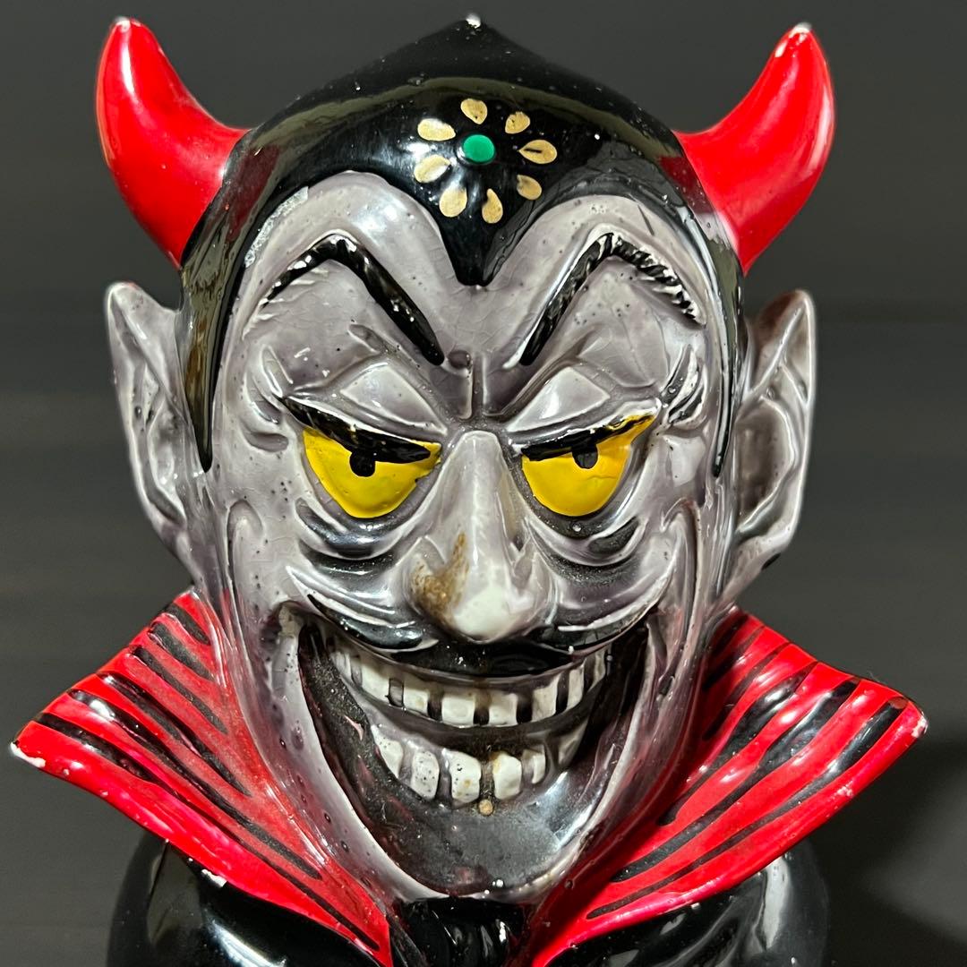 50s 60s ビンテージ デビル 悪魔 貯金箱 陶器 JAPAN スカル