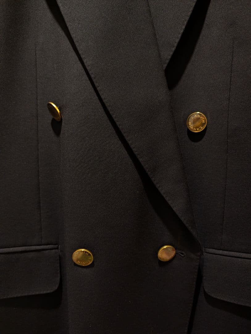 LANVIN ダブルブレスト テーラードジャケット ブラック 金ボタン