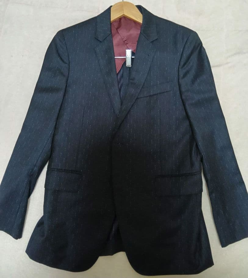 美品Poulsmith ポールスミス テーラード 英国生地濃紺ストライプ M